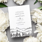 Elegant Rustic Forest Mountain Sketch Wedding Kaart
