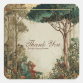 Elegant Rustic Forest Tree Gold Frame Botanical Vierkante Sticker (Voorkant)