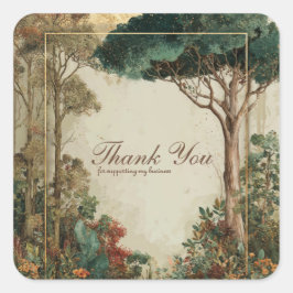 Elegant Rustic Forest Tree Gold Frame Botanical Vierkante Sticker