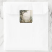 Elegant Rustic Forest Tree Gold Glitter Frame Vierkante Sticker (Tas)