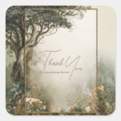 Elegant Rustic Forest Tree Gold Glitter Frame Vierkante Sticker (Voorkant)