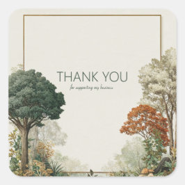 Elegant Rustic Forest Tree Vintage Gold Frame Vierkante Sticker
