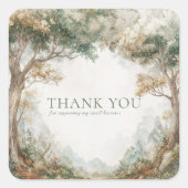 Elegant Rustic Forest Trees Misty Clearing Vierkante Sticker (Voorkant)