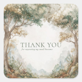 Elegant Rustic Forest Trees Misty Clearing Vierkante Sticker
