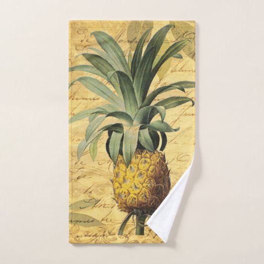 Elegant Rustic French Calligraphy Pineapple Bad Handdoek (Handdoek)