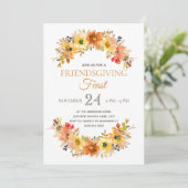 Elegant Rustic Friendsgiving Feast Dinner Kaart (Staand voorkant)