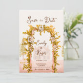 Elegant Rustic Garden Arch Wedding Save the Date Aankondiging (Staand voorkant)