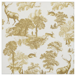 Elegant Rustic  Gold Country Toile Deer Stof