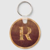 Elegant Rustic Gold en bruin gepersonaliseerd mono Sleutelhanger (Voorkant)