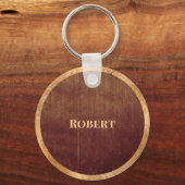 Elegant Rustic Gold en bruin gepersonaliseerd mono Sleutelhanger (Achterkant)