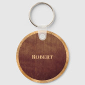 Elegant Rustic Gold en bruin gepersonaliseerd mono Sleutelhanger (Achterkant)