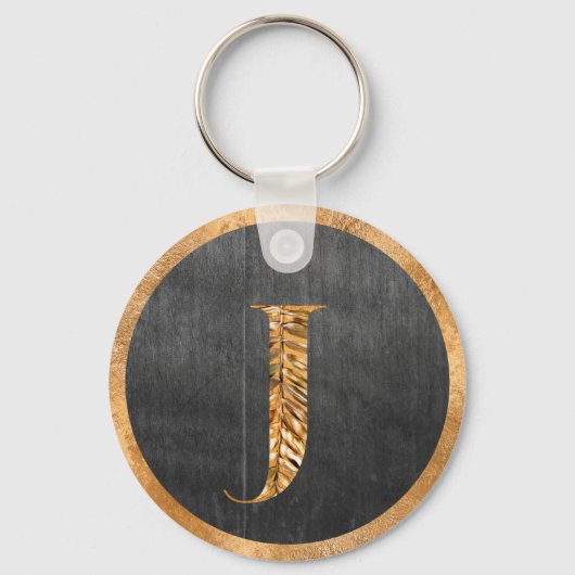 Elegant Rustic Gold & Gray - Gepersonaliseerd mono Sleutelhanger (Voorkant)
