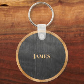 Elegant Rustic Gold & Gray - Gepersonaliseerd mono Sleutelhanger (Achterkant)