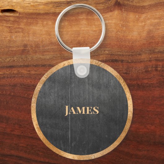 Elegant Rustic Gold & Gray - Gepersonaliseerd mono Sleutelhanger (Achterkant)