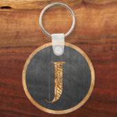 Elegant Rustic Gold & Gray - Gepersonaliseerd mono Sleutelhanger (Voorkant)