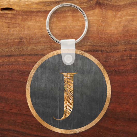 Elegant Rustic Gold & Gray - Gepersonaliseerd mono Sleutelhanger (Voorkant)