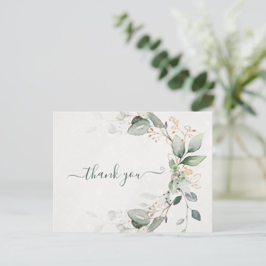 Elegant Rustic Gold Greenery Eucalyptus Modern Briefkaart (Staand voorkant)