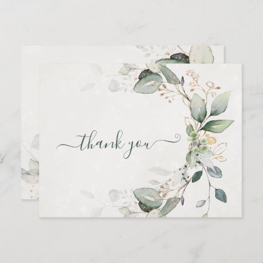 Elegant Rustic Gold Greenery Eucalyptus Modern Briefkaart (Voorkant / Achterkant)