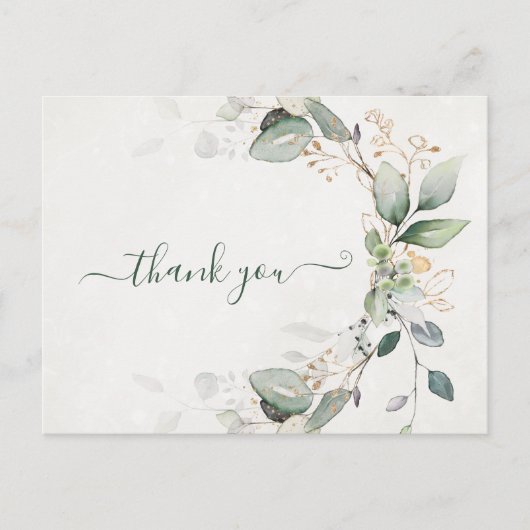 Elegant Rustic Gold Greenery Eucalyptus Modern Briefkaart (Voorkant)