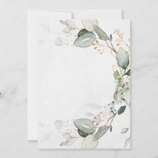 Elegant Rustic Gold Greenery Eucalyptus Wedding Kaart (Achterkant)