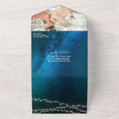 Elegant Rustic Gold Heart Leaf Tree Wedding All In One Uitnodiging (Buitenkant)