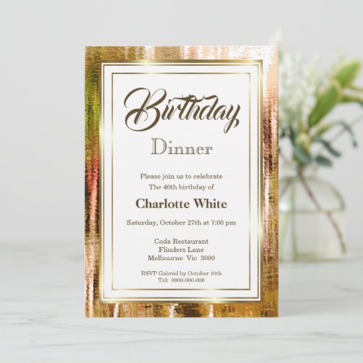 Elegant Rustic Gold Lijst 40e geboortedag Kaart (Staand voorkant)