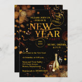 Elegant Rustic Gold New Years Eve Party Kaart (Voorkant / Achterkant)