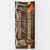 Elegant Rustic Gold Photo Collage Afstuderen Spandoek (Verticaal)