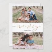 Elegant Rustic Gold Script Calligraphy Feestdagenkaart (Voorkant)