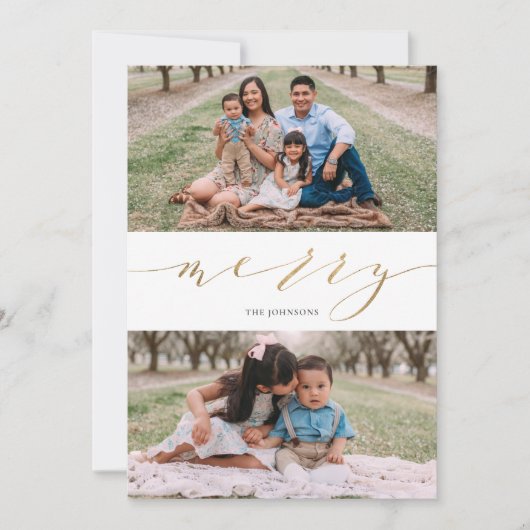 Elegant Rustic Gold Script Calligraphy Feestdagenkaart (Voorkant)