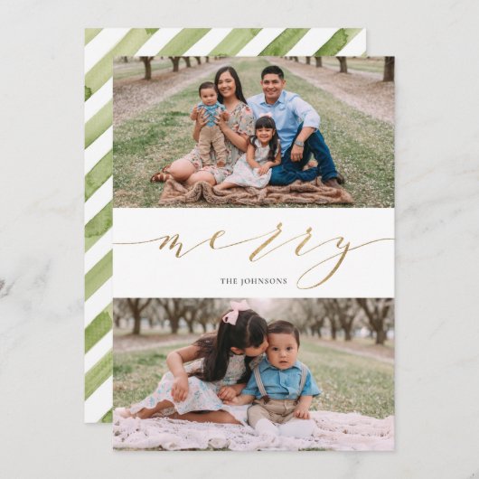 Elegant Rustic Gold Script Calligraphy Feestdagenkaart (Voorkant / Achterkant)