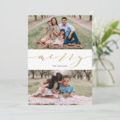 Elegant Rustic Gold Script Calligraphy Feestdagenkaart (Staand voorkant)