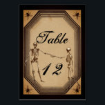 Elegant Rustic Gothic Deco Skeletons Tabelnummers Kaart<br><div class="desc">Perfect voor Halloween thema bruiloften, deze bruiloft receptie tafel nummer kaart ontwerp beschikt over een , verouderde papieren look met een deco stijl achthoekige lijst en spinnen in de hoeken met twee hand-holding skeletten in een look die rustieke gotische elegantie in stijl. Ontwerp door Holiday Hearts Design met beelden (rechten...</div>