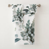 Elegant Rustic Green Eucalyptus Leaves Bad Handdoek (Insitu)