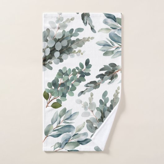 Elegant Rustic Green Eucalyptus Leaves Bad Handdoek (Handdoek)