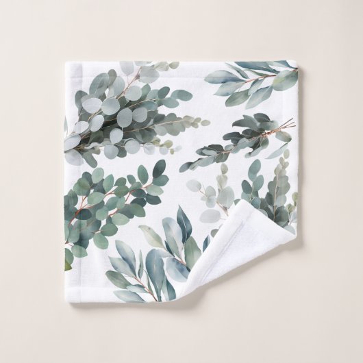 Elegant Rustic Green Eucalyptus Leaves Bad Handdoek (Wasdoekje)
