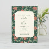 Elegant Rustic Green Floral All-in-One Wedding Kaart (Staand voorkant)