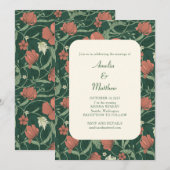 Elegant Rustic Green Floral All-in-One Wedding Kaart (Voorkant / Achterkant)