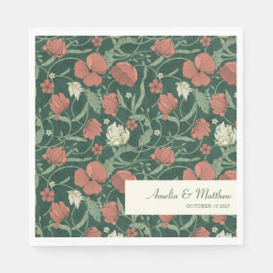 Elegant Rustic Green Floral Custom Wedding Servet