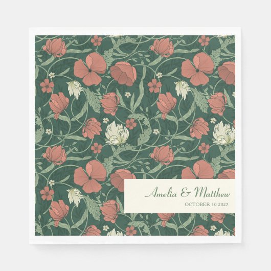 Elegant Rustic Green Floral Custom Wedding Servet (Voorkant)