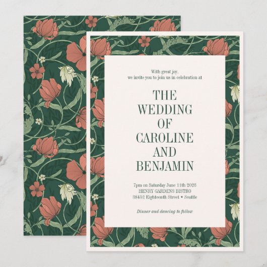  Elegant Rustic Green Floral Winter Wedding Kaart (Voorkant / Achterkant)