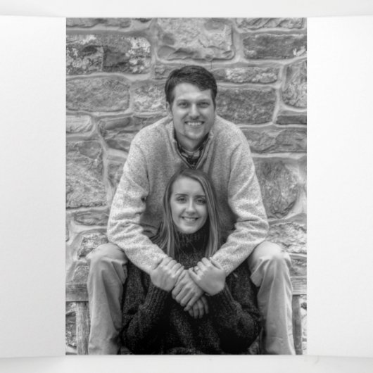 Elegant Rustic Green & Gold Eucalyptus Wedding Drieluik Kaart (Binnenkant midden)