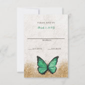 Elegant Rustic  Green Gold RSVP Kaartje (Voorkant)