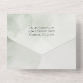 Elegant Rustic Green Gold Waterverf Foto All In One Uitnodiging (Achterkant)