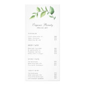 Elegant Rustic Greenery Beauty Salon-prijslijst Reclamekaart (Voorkant)