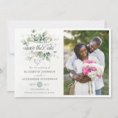 Elegant Rustic greenery eucalyptus bruiloft foto Save The Date (Voorkant)