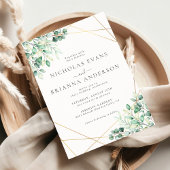 Elegant Rustic Greenery Eucalyptus Leaves Wedding Kaart