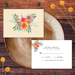 Elegant Rustic Greenery Floral Botanical RSVP Kaartje