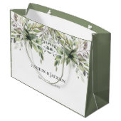 Elegant Rustic Greenery Foilage Names Wedding Groot Cadeauzakje (Achterkant Gekanteld)
