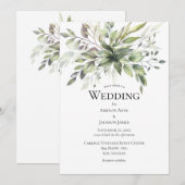 Elegant Rustic Greenery Foilage Wedding Kaart (Voorkant / Achterkant)